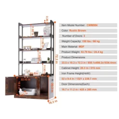 VEVOR Cat Litter Box Enclosure, Hidden Litter Box Furniture With 4 Storage Shelves, Wooden Cat Washroom Indoor, 33.5"L X 19.3"W X 72.3"H, Dark Brown -BlueBuffalo Sales Store GUEST 23f8f219 e790 4b3b 87af beff172bb4e1
