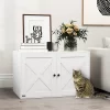 PawHut Cat Litter Box Enclosure, Hidden Litter Box Furniture With Barn Door, Cat Hole, End Side Table, 31.5" X 21" X 20", White