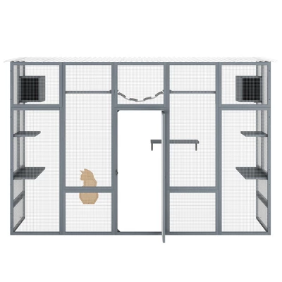 DOMETOUR Wooden Cat Enclosure With 6 Jumping Platforms, 2 Cat Condos, Cat Bridge And Scratching Board 6 DOMETOUR Wooden Cat Enclosure With 6 Jumping Platforms, 2 Cat Condos, Cat Bridge And Scratching Board - Image 6