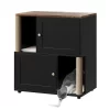 Cat Litter Box Enclosure With Dual Rooms For 2 Cats, Hidden Kitty Toilet Furniture Cabinet With Scratching Posts & Double-Layer Litter Mats