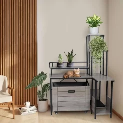 Cat Litter Box Enclosure Furniture With Plant Stand - Hidden Litter Box Cabinet End Table With Pull-Out Tray -BlueBuffalo Sales Store GUEST 257a1b99 826a 4c3e adfc 48589bd7cc5c