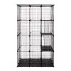DOMETOUR 3-Tier Wire Cat Cage, Large Kennels Playpen With 3 Platforms, 3 Ramp Ladders And 4 Doors, 42" X 42" X 72", Black