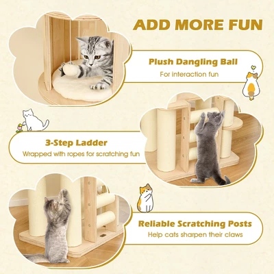 Tangkula 71" Tall Cat Tree W/Cozy Perch Condo Space Capsule 4.6" Scratching Posts 6 Tangkula 71" Tall Cat Tree W/Cozy Perch Condo Space Capsule 4.6" Scratching Posts - Image 6