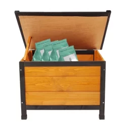 GDFStudio Bertha Modern 55" Metal And Solid Wood Dog House With Bowl And Door Curtain -BlueBuffalo Sales Store GUEST 266cb6b8 8737 443e 8124 19222e9bc8a6