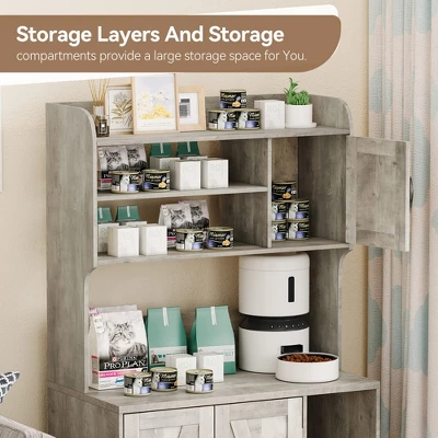 Litter Box Enclosure With Shelves And Doors, 2-in-1 Hidden Cat Litter Box Cabinet Furniture With Shelf,Indoor Cat House Wood Sturdy Pet Washroom 3 Litter Box Enclosure With Shelves And Doors, 2-in-1 Hidden Cat Litter Box Cabinet Furniture With Shelf,Indoor Cat House Wood Sturdy Pet Washroom - Image 3