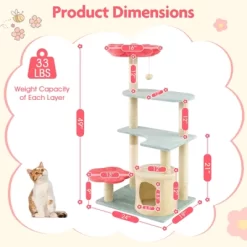 Tangkula 49" Flower Pink Cat Tree W/Flower-shaped Soft Perch Sisal Scratching Posts -BlueBuffalo Sales Store GUEST 2767ae6a 6e01 4e56 80d8 c3902a3960d5