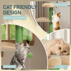 33in Cat Tree, Multi-level Cat Tower With Cat Scratching Post With Curved Perch, Cozy Cat Condo, Padded Top Bed For Kittens And Indoor Cats Green -BlueBuffalo Sales Store GUEST 27c9cd51 f890 42e6 b780 63d7789079a4