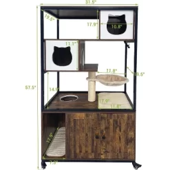 Litter Box Enclosure, Wooden Metal Frame Hidden Cat Washroom On Wheels With Hammock, Cat Tree With Litter Box Furniture, Cabinet -BlueBuffalo Sales Store GUEST 27d6fcfb db69 43fe 8f9e 8b133581f81f