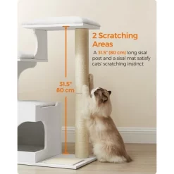 WoodyWonders 33.8-Inch Modern Cat Tower With 3 Perches, Scratching Post & Cave, Includes 4 Washable Cushions -BlueBuffalo Sales Store GUEST 27ea0dd6 9ff1 4b0c a047 d7d411469dba