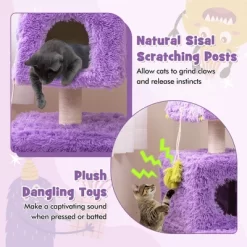 Tangkula Cat Tree Cute Monster-Themed Cat Tower W/ 2 Private Condos & Soft Long Plush -BlueBuffalo Sales Store GUEST 284402c6 6074 4a31 8f09 e1647277d953