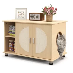 Tangkula Cat Litter Box Enclosure W/ Sisal Scratching Doors Storage Adjustable Metal Feet -BlueBuffalo Sales Store GUEST 293c0d92 6187 46ac 81b8 b8045b3841f1