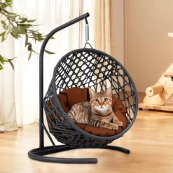 ORRD Cat Swing Egg Chair Bed W/Stand - Rattan Hanging Hammock For Cats & Small Dogs, Indoor Brown Pet Basket W/Cushion 9 ORRD Cat Swing Egg Chair Bed W/Stand - Rattan Hanging Hammock For Cats & Small Dogs, Indoor Brown Pet Basket W/Cushion -BlueBuffalo Sales Store GUEST 29a15233 319d 4090 99bb 00573ceff8d4