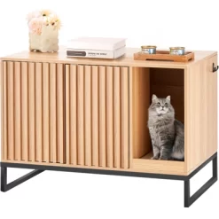 VEVOR Cat Litter Box Enclosure, Hidden Litter Box Furniture, Wooden Cat Washroom Indoor With 2 Doors & Study Metal Legs, Cat House Cabinet Hidden -BlueBuffalo Sales Store GUEST 29b239e1 e76a 4e51 ba1b 6abfe4008dbb