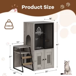 Double Cat Litter Box Fence With Ladder, Double Cat House With Storage Space, Enclosed Litter Box Furniture, Gray -BlueBuffalo Sales Store GUEST 29b522dc cfca 4da4 a270 5420e80fdd61