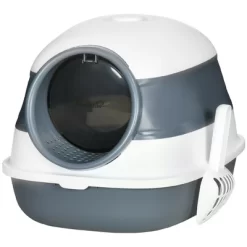 Akoasm Large Foldable & Easy Clean Two-Way Entrance Cat Litter Box With High Sides Lid, Air Freshener-White+Gray -BlueBuffalo Sales Store GUEST 29cd6180 cb33 4026 ac35 d9e7264bdf28 1