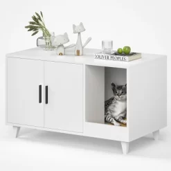 Akoasm 39.37 In. W Hidden Cat Litter Box Enclosure With Scratching Mat-White 9 Akoasm 39.37 In. W Hidden Cat Litter Box Enclosure With Scratching Mat-White -BlueBuffalo Sales Store GUEST 29d093c7 c751 41ad a2c8 513661a4c581