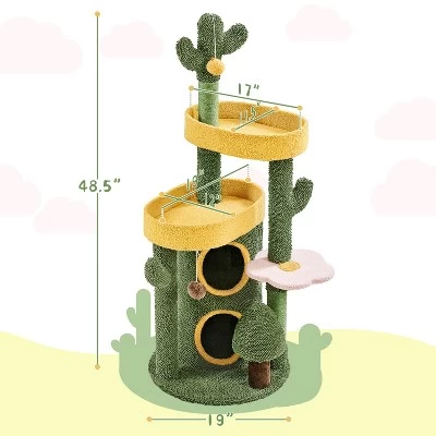 Yaheetech 48.5inch Oasis-themed Cat Tree Cat Tower, Green 2 Yaheetech 48.5inch Oasis-themed Cat Tree Cat Tower, Green - Image 2
