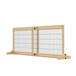 Resenkos 72" W X 27" H Extra Wide Freestanding Pet Gate With Adjustable Length Dog, Cat, Barrier For House, Doorway, Hallway, Natural -BlueBuffalo Sales Store GUEST 2a161946 537d 492b af70 799acf6616b8