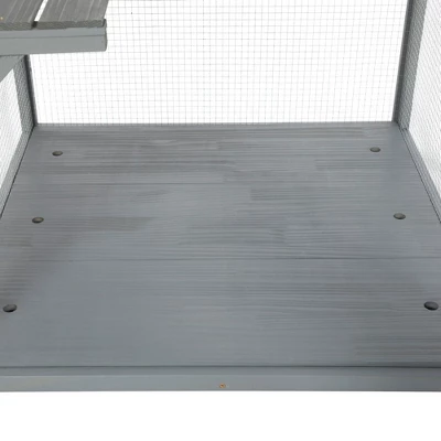 Resenkos 70-Inch Cat Catio, Outdoor Wooden Enclosure With Wheels, Multi-Level Platforms, Lockable Door, Sunroof, Custom Panels, Gray Gray With Pattern 5 Resenkos 70-Inch Cat Catio, Outdoor Wooden Enclosure With Wheels, Multi-Level Platforms, Lockable Door, Sunroof, Custom Panels, Gray Gray With Pattern - Image 5