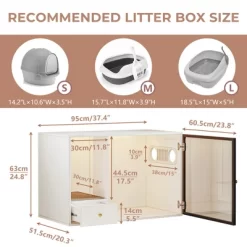 ATJafurn Cat Litter Box Enclosure Furniture Style, White Large Hidden LitterBox Cat Cabinet With Storage And Glass Door For Living Room -BlueBuffalo Sales Store GUEST 2aa13293 3a1d 4d89 b650 e6af11c390b6