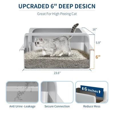 Stainless Steel Cat Litter Box, Large Litter Box For Big Cats And Multi-Cats With Cleaning Pedal 2 Stainless Steel Cat Litter Box, Large Litter Box For Big Cats And Multi-Cats With Cleaning Pedal - Image 2