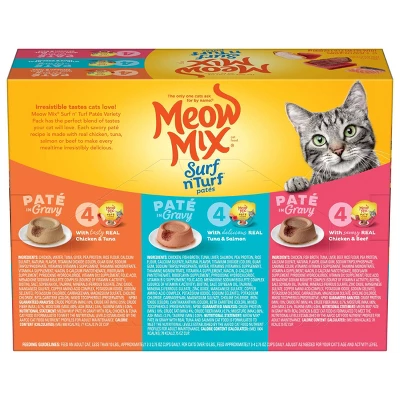 Meow Mix Surf N Turf Tuna Salmon And Chicken Flavor Wet Cat Food - 33oz 1 Meow Mix Surf N Turf Tuna Salmon And Chicken Flavor Wet Cat Food - 33oz