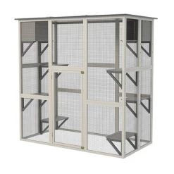 APRILSOUL70.90"Wooden Outdoor Catio Cat Enclosure With Weatherproof Asphalt Roof, Large Walk-in Cat House,Gray -BlueBuffalo Sales Store GUEST 2c7fdbe4 9a6b 4410 ade2 bd1c233eac53