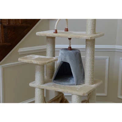 Armarkat 65" Real Wood Cat Tree With Sisal Rope, Hammock, Soft-side Playhouse A6501 6 Armarkat 65" Real Wood Cat Tree With Sisal Rope, Hammock, Soft-side Playhouse A6501 - Image 6