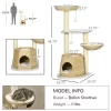 Kumasinova 47" Cat Tower With Scratching Post,Cat Tree Tower With Hanging Toys,Multi-Level Cat Tree With Hammock,Cat Furniture Activity Center,Natural