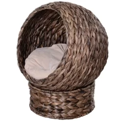 Akoasm 23.5 Inch Raised Wicker Egg Shape Handwoven Elevated Basket Cat Bed & Kitty House With Soft Cushion Indoor-Gray -BlueBuffalo Sales Store GUEST 2d43f924 ec19 49f7 bbce 4eb32751b14c 1