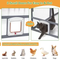 Sandinrayli Extra Large Catio Outdoor Cat Enclosure, 110" Large Walk-in Outdoor Cat Run For Multiple Cats