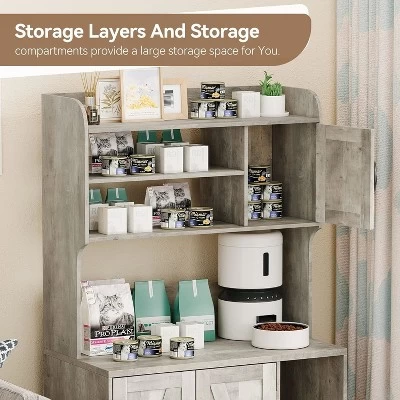 Hidden Cat Litter Box Furniture With Storage Shelves & Doors, Large Cat Washroom Cabinet 5 Hidden Cat Litter Box Furniture With Storage Shelves & Doors, Large Cat Washroom Cabinet - Image 5