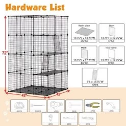 DOMETOUR 3-Tier Wire Cat Cage, Large Kennels Playpen With 3 Platforms, 3 Ramp Ladders And 4 Doors, 42" X 42" X 72", Black 26 DOMETOUR 3-Tier Wire Cat Cage, Large Kennels Playpen With 3 Platforms, 3 Ramp Ladders And 4 Doors, 42" X 42" X 72", Black -BlueBuffalo Sales Store GUEST 2d9ddbdb a9fd 4eac 9635 7cc21b4ba363