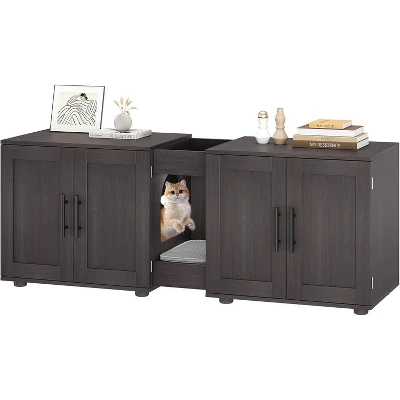 Double Cage Cat Litter Box Enclosure Furniture – Hidden Wooden Enclosed House For 2 Cats, 55" L X 17.7" W X 22.5" H – Discreet Odor-Control Design 5 Double Cage Cat Litter Box Enclosure Furniture – Hidden Wooden Enclosed House For 2 Cats, 55" L X 17.7" W X 22.5" H – Discreet Odor-Control Design - Image 5