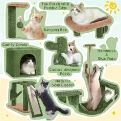 Yaheetech 63" H Multi-Level Cactus Cat Tree, Green/Brown -BlueBuffalo Sales Store GUEST 30bea2aa 8116 4ade b18d 4eb5bd39fd8f