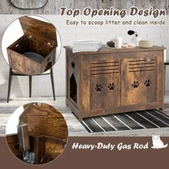 Tangkula Wooden Cat Litter Box Enclosure Flip-Top Hidden Washroom Bench W/ Side Entrance -BlueBuffalo Sales Store GUEST 30e7c2a8 f46a 4ed1 993f 28ad24ad33f9