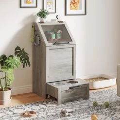 Top Opening Dog Feeding Station, Wooden Dog Food Storage Cabinet With 2 Elevated Dog Bowls, 3 Hooks, Hidden Design, Large Pet Food Storage -BlueBuffalo Sales Store GUEST 311852a4 a6b4 4378 9205 26e6726f51eb