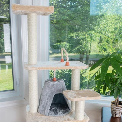 Armarkat 65" Real Wood Cat Tree With Sisal Rope, Hammock, Soft-side Playhouse A6501 3 Armarkat 65" Real Wood Cat Tree With Sisal Rope, Hammock, Soft-side Playhouse A6501 - Image 3