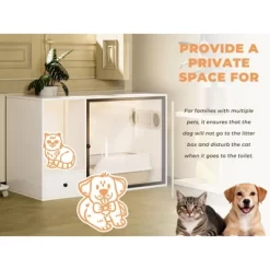 ATJafurn Cat Litter Box Enclosure, 37.4'' Furniture Style Hidden Litter Box Cat Cabinet With Storage For Large Cats White -BlueBuffalo Sales Store GUEST 326fffb9 e633 46de 8aa8 a4e968d034dd