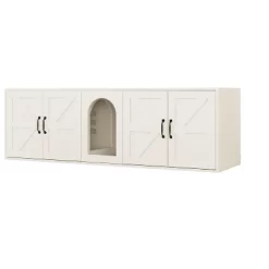 JUJABU White Litter Box Enclosure For 2 Cats