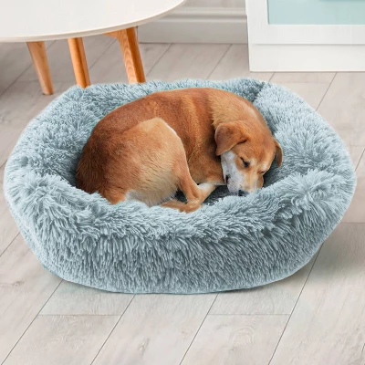 Precious Tails Super Lux Shaggy Fur Cuddler Cat And Dog Bed - L - Blue 2 Precious Tails Super Lux Shaggy Fur Cuddler Cat And Dog Bed - L - Blue - Image 2