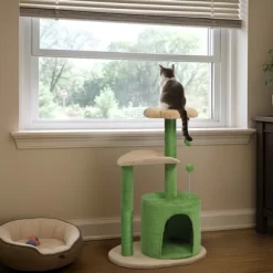 33in Cat Tree, Multi-level Cat Tower With Cat Scratching Post With Curved Perch, Cozy Cat Condo, Padded Top Bed For Kittens And Indoor Cats Green -BlueBuffalo Sales Store GUEST 335a552c 1ec2 4886 a899 5aaa1dc364a7