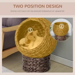 Hand-woven Elevated Cat Bed With Soft Cushion In Cat Egg Chair Shape For Indoor Use In Gray -BlueBuffalo Sales Store GUEST 339ede32 ed78 44ee ae42 f6b8acb27f84 2