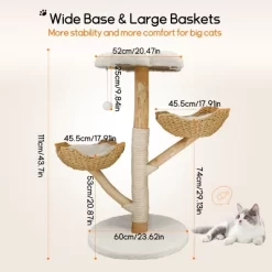 Artloge 2/3Tiers Wooden Cat Climbing Tree Indoor Cat Tree Activity Tower Cozy Kitten Play House With Plush Cushion & Sisal Scratch Post & Dangling Toy