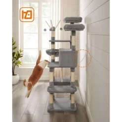 FEANDREA Cat Tree, Large Cat Tower, 64.6 Inches, Cat Activity Center With Hammock, Basket, Removable Fur Ball Sticks, Cat Condo -BlueBuffalo Sales Store GUEST 340ebfd8 38a7 410d 8333 43cbb5c74ace