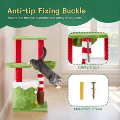 32in Cat Scratching Posts Tower With Cat Condo And Hammock, Christmas Themed Plush Cat Tree With Cat Massage Brush, Activity Center For Indoor Cats -BlueBuffalo Sales Store GUEST 349f402f 78ac 4596 b6aa ef56f0533dd3