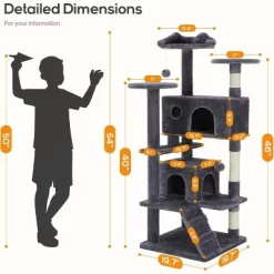 MyDepot Cat Climbing Frame 54 Inch Cat Tower With Scratching Post, Cat Playhouse, Cat Condo