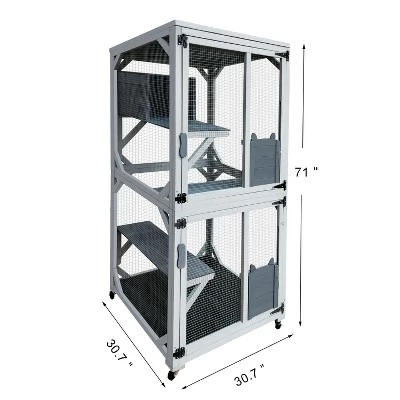 Kumasinova 30.7" Catio Enclosure With Sleeper&Wheels,Outdoor Cat House With 4 Platforms,Weatherproof Asphalt Roof&Large Kitten Apartment Cage Shelter 1 Kumasinova 30.7" Catio Enclosure With Sleeper&Wheels,Outdoor Cat House With 4 Platforms,Weatherproof Asphalt Roof&Large Kitten Apartment Cage Shelter