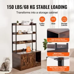 VEVOR Cat Litter Box Enclosure,Hidden Litter Box Furniture With 3 Storage Shelves, Wooden Cat Washroom Indoor, 33.5"L X 19.3"W X 58.7"H, Dark Brown -BlueBuffalo Sales Store GUEST 355c970f 04f4 4f63 8203 99e07f43726b