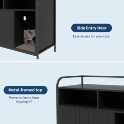 Hidden Cat Litter Box Furniture - White Enclosed Cabinet W/2 Storage Compartments, Scratching Mat & Double Doors, Elegant End Table -BlueBuffalo Sales Store GUEST 356e8a9d 2b35 426c b823 39167b057ef8 2